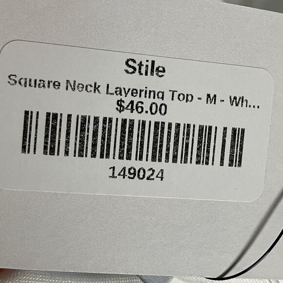 Stile Collection‎ Shirt Womens Medium White Square Neck Layering Top Basic - Picture 6 of 9